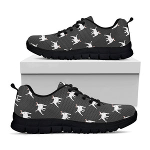 Black Bull Terrier Pattern Print Black Running Shoes
