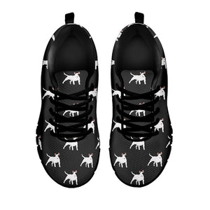 Black Bull Terrier Pattern Print Black Running Shoes