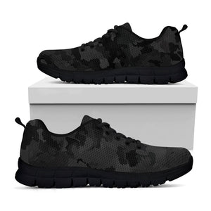 Black Camouflage Print Black Running Shoes