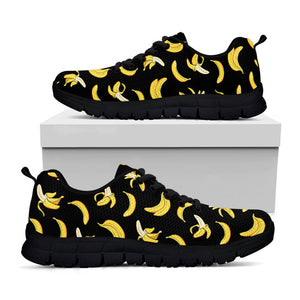 Black Cartoon Banana Pattern Print Black Running Shoes