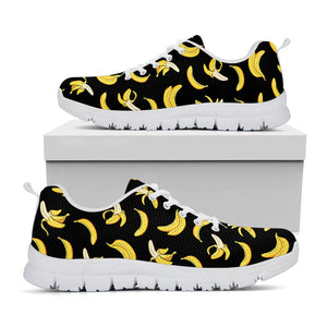 Black Cartoon Banana Pattern Print White Running Shoes