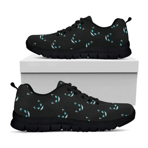 Black Cheshire Cat Pattern Print Black Running Shoes