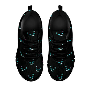 Black Cheshire Cat Pattern Print Black Running Shoes