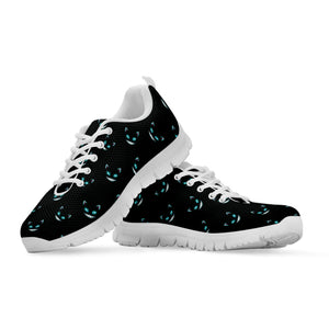 Black Cheshire Cat Pattern Print White Running Shoes
