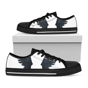 Black Demon Wings Print Black Low Top Sneakers