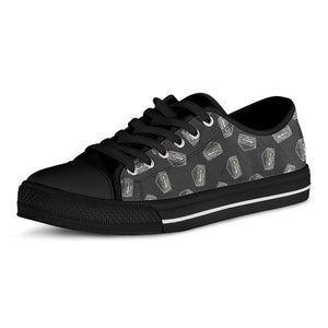 Black Doodle Sandwich Pattern Print Black Low Top Sneakers