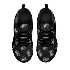 Black Doodle Sandwich Pattern Print Black Running Shoes