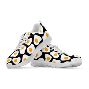 Black Fried Eggs Pattern Print White Running Shoes