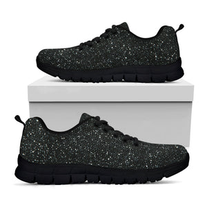 Black (NOT Real) Glitter Print Black Running Shoes