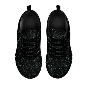 Black (NOT Real) Glitter Print Black Running Shoes