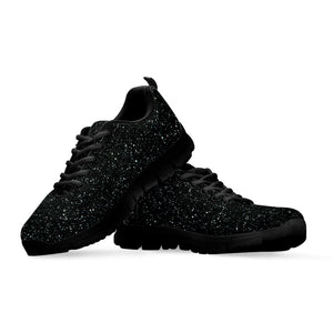 Black (NOT Real) Glitter Print Black Running Shoes