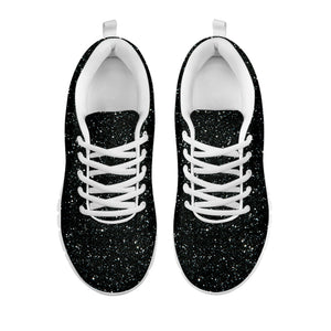 Black (NOT Real) Glitter Print White Running Shoes