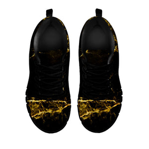 Black Gold Marble Print Black Running Shoes