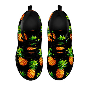 Black Pineapple Pattern Print Black Running Shoes