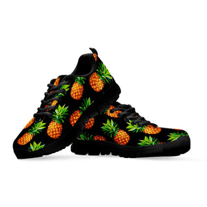 Black Pineapple Pattern Print Black Running Shoes