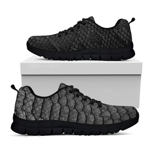 Black Snakeskin Print Black Running Shoes