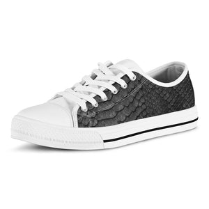 Black Snakeskin Print White Low Top Sneakers