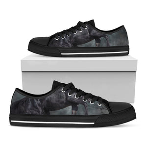 Black Stallion Horse Print Black Low Top Sneakers