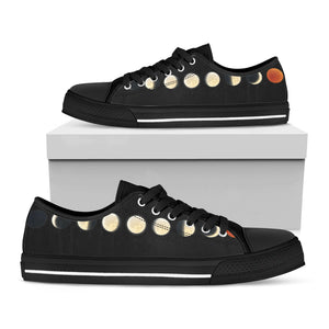 Blood Moon Lunar Phase Print Black Low Top Sneakers