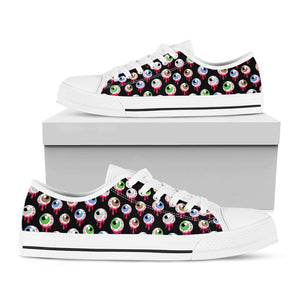 Bloody Eyeball Pattern Print White Low Top Sneakers