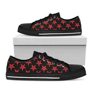 Bloody Satanic Pentagram Pattern Print Black Low Top Sneakers