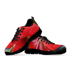 Blooming Amaryllis Print Black Running Shoes