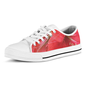 Blooming Amaryllis Print White Low Top Sneakers