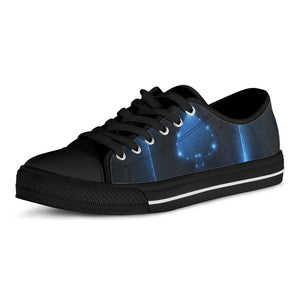 Blue Ace Card Print Black Low Top Sneakers