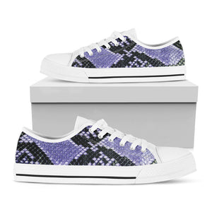Blue And Black Snakeskin Print White Low Top Sneakers
