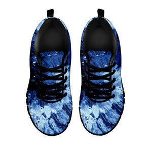 Blue And Black Tie Dye Print Black Running Shoes
