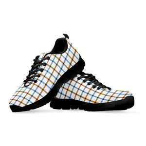 Blue And Brown Tattersall Pattern Print Black Running Shoes