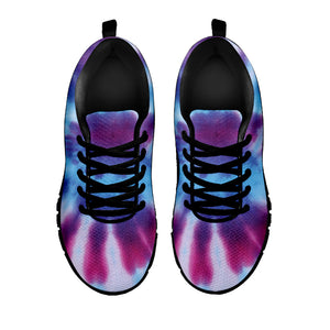 Blue And Purple Spiral Tie Dye Print Black Running Shoes