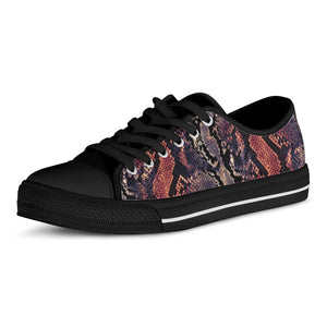 Blue And Red Snakeskin Print Black Low Top Sneakers