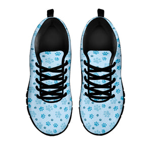Blue Animal Paw Pattern Print Black Running Shoes