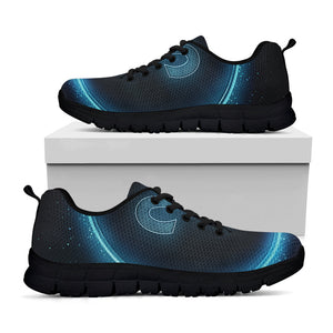 Blue Aries Zodiac Sign Print Black Running Shoes