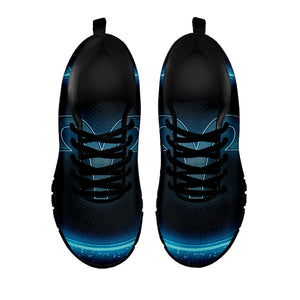 Blue Aries Zodiac Sign Print Black Running Shoes