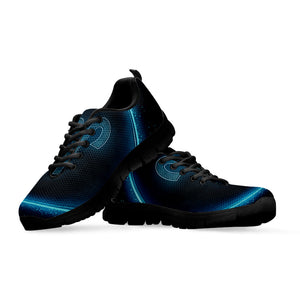 Blue Aries Zodiac Sign Print Black Running Shoes