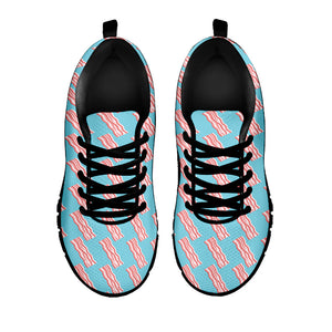 Blue Bacon Pattern Print Black Running Shoes