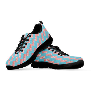 Blue Bacon Pattern Print Black Running Shoes