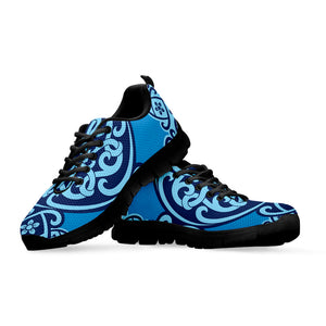 Blue Celtic Symbol Print Black Running Shoes