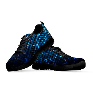 Blue Disco Lights Pattern Print Black Running Shoes