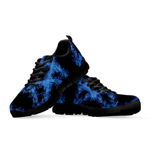 Blue Flame Pentagram Print Black Running Shoes