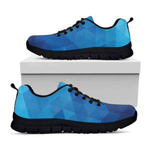 Blue Geometric Triangle Pattern Print Black Running Shoes