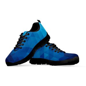Blue Geometric Triangle Pattern Print Black Running Shoes