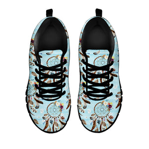 Blue Indian Dream Catcher Pattern Print Black Running Shoes