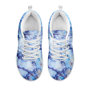 Blue Marble Print White Running Shoes