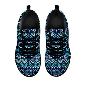 Blue Native Aztec Tribal Pattern Print Black Running Shoes