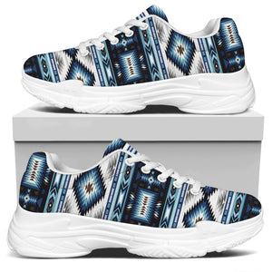 Blue Native Navajo Print White Chunky Shoes