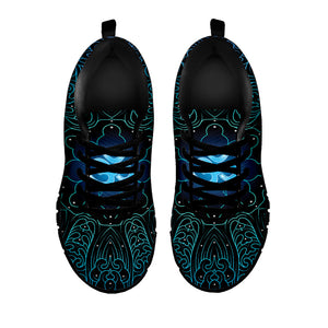 Blue Om Mandala Print Black Running Shoes