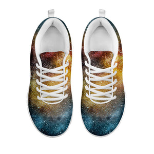 Blue Orange Stardust Galaxy Space Print White Running Shoes